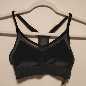 PINK BLACK VELVET MESH BRALETTE